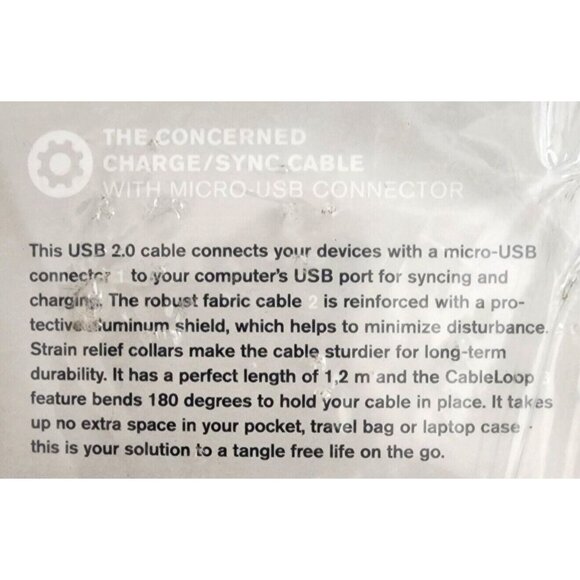 URBANEARS Micro USB Charge Sync Cable for BN NOOK COLOR & Android Devices NEW - Picture 7 of 9